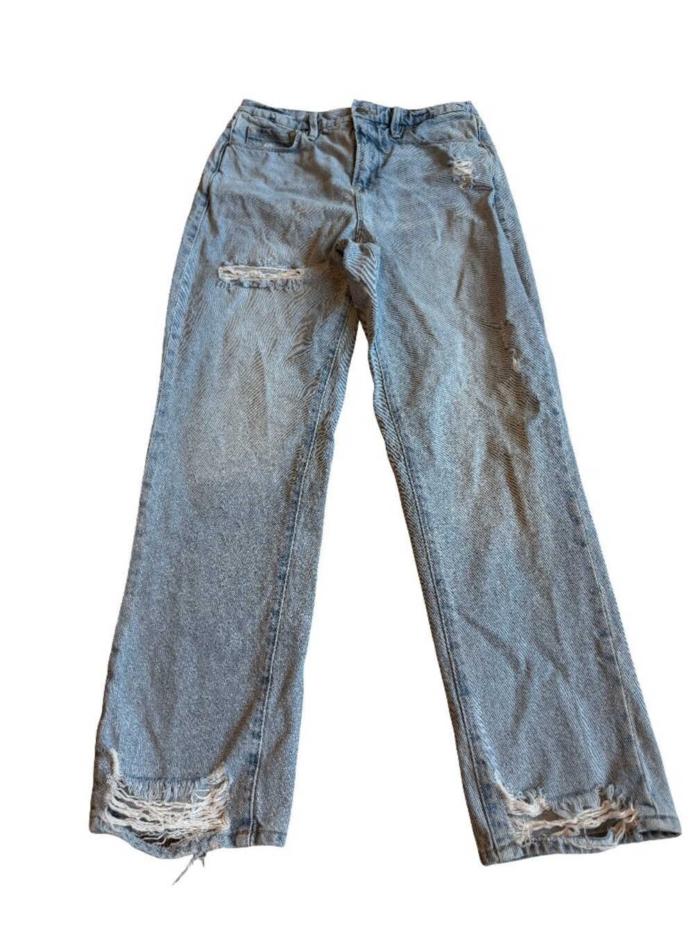 Good American Good Boy Straight Light Wash Jeans Distressed Denim Size 2/26